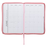 2027 Walk by Faith Pink Faux Leather Executive Planner with Zipper Closure - 2 Corinthians 5:7