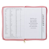 2027 Walk by Faith Pink Faux Leather Executive Planner with Zipper Closure - 2 Corinthians 5:7