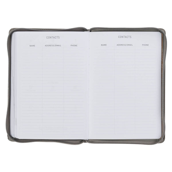 2027 Trust in the Lord Soft Gray Faux Leather Executive Planner with Zipper Closure - Proverbs 3:5