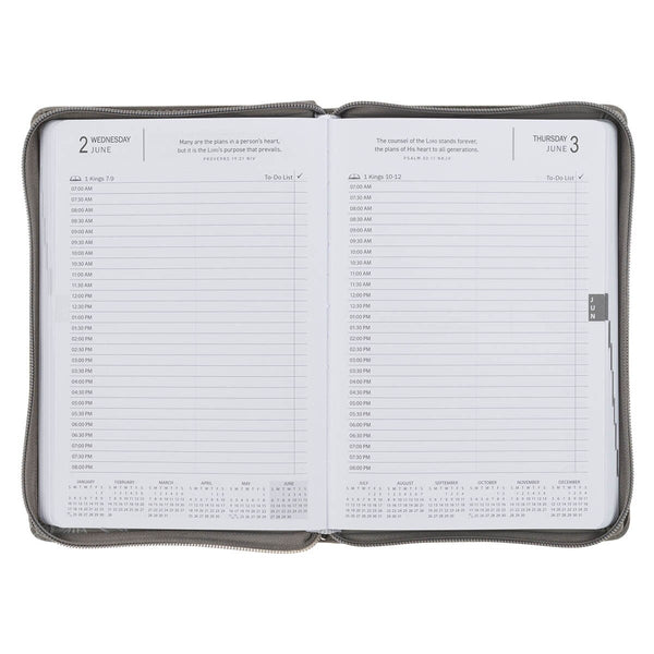 2027 Trust in the Lord Soft Gray Faux Leather Executive Planner with Zipper Closure - Proverbs 3:5