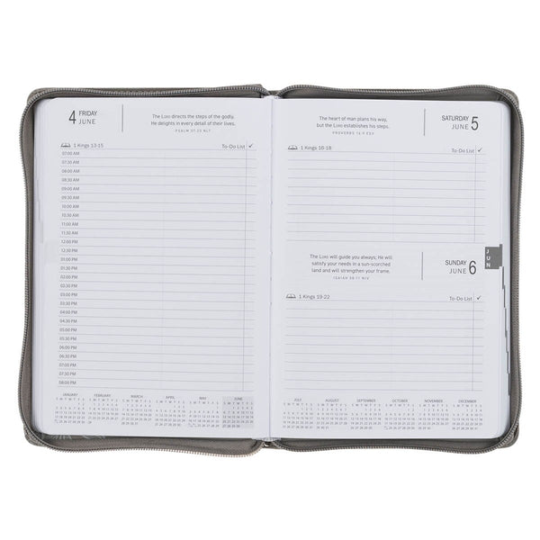 2027 Trust in the Lord Soft Gray Faux Leather Executive Planner with Zipper Closure - Proverbs 3:5