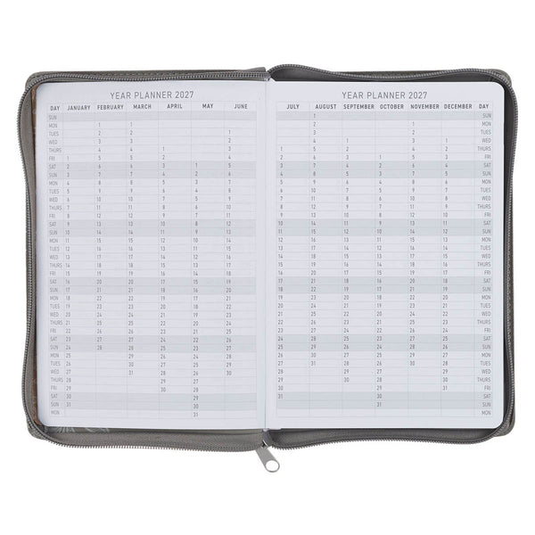 2027 Trust in the Lord Soft Gray Faux Leather Executive Planner with Zipper Closure - Proverbs 3:5