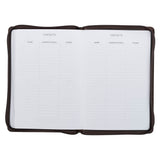 2027 A Man's Heart Smoked Walnut Faux Leather Executive Planner with Zipper Closure - Proverbs 16:9
