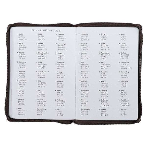 2027 A Man's Heart Smoked Walnut Faux Leather Executive Planner with Zipper Closure - Proverbs 16:9