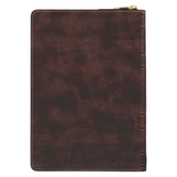 2027 A Man's Heart Smoked Walnut Faux Leather Executive Planner with Zipper Closure - Proverbs 16:9
