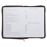 2027 A Man's Heart Smoked Walnut Faux Leather Executive Planner with Zipper Closure - Proverbs 16:9