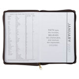 2027 A Man's Heart Smoked Walnut Faux Leather Executive Planner with Zipper Closure - Proverbs 16:9