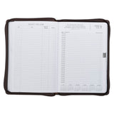 2027 A Man's Heart Smoked Walnut Faux Leather Executive Planner with Zipper Closure - Proverbs 16:9
