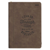 2027 I Can Do All This Truffle Brown Faux Leather Executive Planner with Zipper Closure - Philippians 4:13