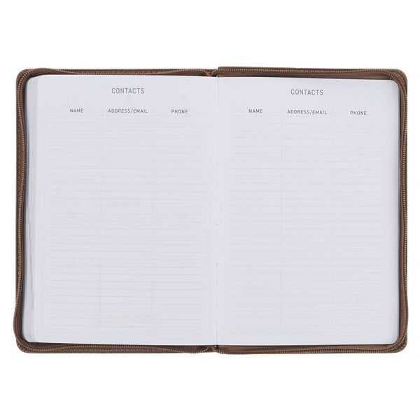 2027 I Can Do All This Truffle Brown Faux Leather Executive Planner with Zipper Closure - Philippians 4:13