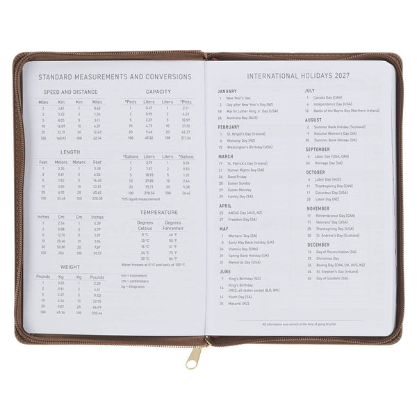 2027 I Can Do All This Truffle Brown Faux Leather Executive Planner with Zipper Closure - Philippians 4:13