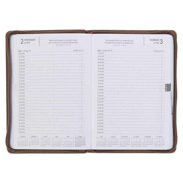 2027 I Can Do All This Truffle Brown Faux Leather Executive Planner with Zipper Closure - Philippians 4:13