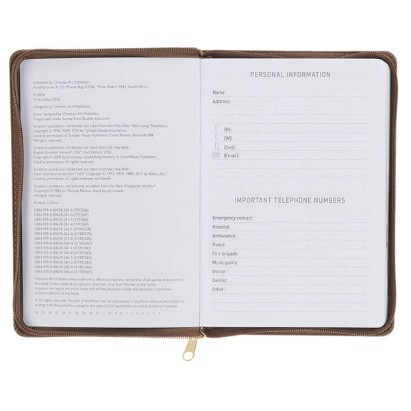 2027 I Can Do All This Truffle Brown Faux Leather Executive Planner with Zipper Closure - Philippians 4:13