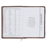 2027 I Can Do All This Truffle Brown Faux Leather Executive Planner with Zipper Closure - Philippians 4:13