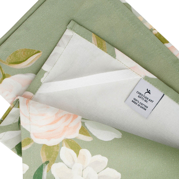 The Lord Stood With Me Sage Green Cotton Tea Towel - 2 Timothy 4:17