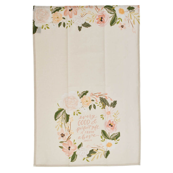 Every Good and Perfect Gift Peach Cotton Tea Towel - James 1:17
