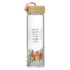 Trust in the Lord Orange Floral Glass Water Bottle with Bamboo Lid - Proverbs 3:5 - KI Gifts Christian Supplies