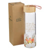 Trust in the Lord Orange Floral Glass Water Bottle with Bamboo Lid - Proverbs 3:5