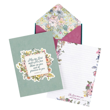 Trust in the Lord Blue Floral Writing Paper and Envelope Set - Proverbs 3:5