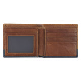 Strong and Courageous Butterscotch and Navy Genuine Leather Wallet - Joshua 1:9