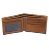 Strong and Courageous Butterscotch and Navy Genuine Leather Wallet - Joshua 1:9