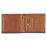 Strong and Courageous Butterscotch and Navy Genuine Leather Wallet - Joshua 1:9