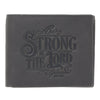 Be Strong in the Lord Charcoal-Brown Genuine Leather Wallet - Ephesians 6:10 - KI Gifts Christian Supplies