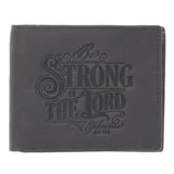 Be Strong in the Lord Charcoal-Brown Genuine Leather Wallet - Ephesians 6:10 - KI Gifts Christian Supplies