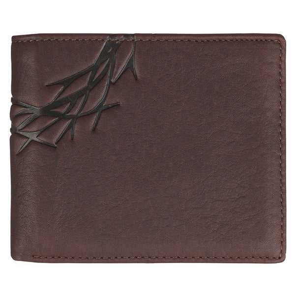 Crown of Thorns Espresso Brown Genuine Leather Wallet - KI Gifts Christian Supplies