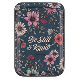 Be Still Teal Faux Leather Botanical Phone Wallet - Psalm 46:10 - KI Gifts Christian Supplies