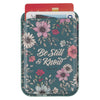 Be Still Teal Faux Leather Botanical Phone Wallet - Psalm 46:10