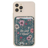 Be Still Teal Faux Leather Botanical Phone Wallet - Psalm 46:10
