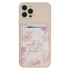 Walk by Faith Pink Cosmos Faux Leather Phone Wallet - 2 Corinthians 5:7