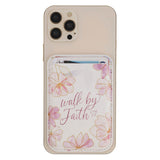 Walk by Faith Pink Cosmos Faux Leather Phone Wallet - 2 Corinthians 5:7