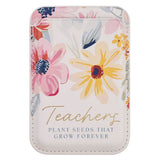 Teachers Plant Seeds White Floral Faux Leather Phone Wallet - KI Gifts Christian Supplies