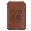 Stand Firm Honey-brown Faux Leather Phone Wallet with Stand - 1 Corinthians 16:13 - KI Gifts Christian Supplies
