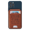 Stand Firm Honey-brown Faux Leather Phone Wallet with Stand - 1 Corinthians 16:13