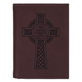 Celtic Cross Burgundy Genuine Leather Trifold Wallet