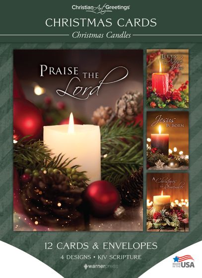 Boxed Card - Christmas Cards - Christmas Candles - 12 Cards with KJV Scripture - Assorted Boxed Greeting Cards