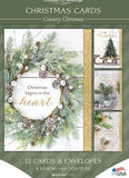 Boxed Card -Christmas Cards - Country Christmas - 12 Cards with KJV Scripture - Assorted Boxed Greeting Cards