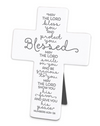 TABLETOP CROSS BLESSED BABY RESIN 6.25