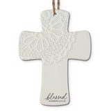 CHRISTMAS ORNAMENT CROSS LACE BLESSED