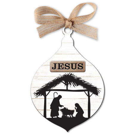 HOLY FAMILY IN CRECHE ORNAMENT 2.5"