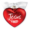 ORNAMENT HEART JESUS RED RIBBON HANG