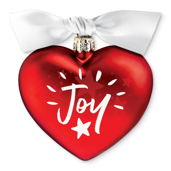 ORNAMENT HEART JOY RED RIBBON HANG