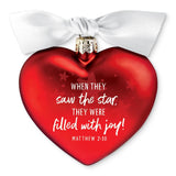 ORNAMENT HEART JOY RED RIBBON HANG