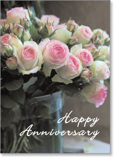 Happy Anniversary: White Roses in Vase (order in 6)