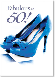 Fabulous At 50! (Blue High Heels) - KI Gifts Christian Supplies