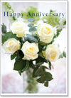 Happy Anniversary: White Roses in Vase (order in 6)