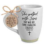 MUG SHE WALKED JESUS WHITE CERAMIC 17OZ